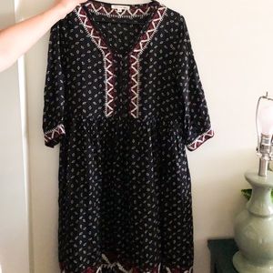 {SOLD} BLACK BOHO FLORAL DRESS